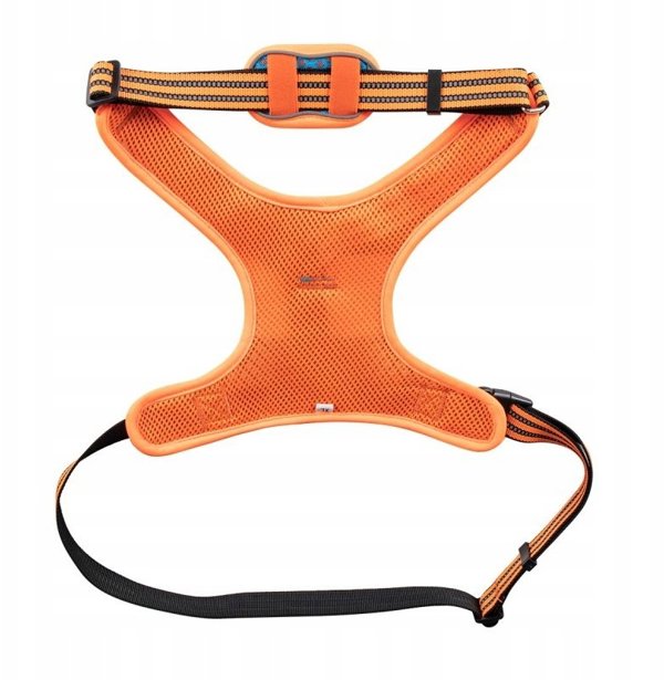 Szelki dla psa niebiesko-pomaranczowe odblaskowe rozmiar L