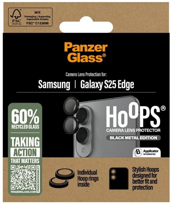 PanzerGlass Hoops Προστατευτικό Φακού Κάμερας για Samsung Galaxy S25 - Μαύρο