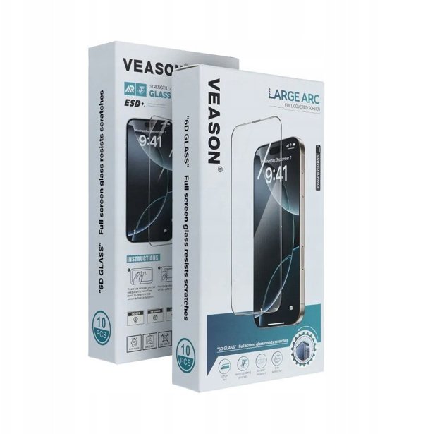 Szklo Hartowane 6D Pro Veason Glass (SET 10in1) do Iphone 15 / 16 czarny
