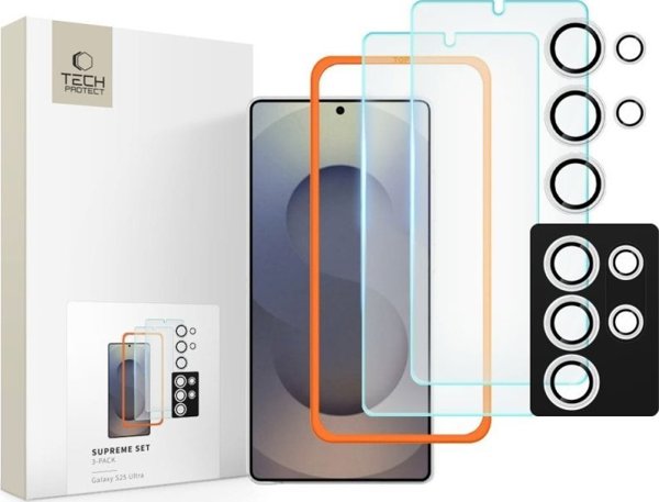 Tech-Protect Προστατευτικό Κάμερας Tempered Glass για Samsung Galaxy S25 Ultra, 3 Τεμάχια, Clear