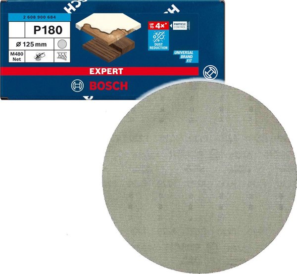 Γυαλόχαρτο BOSCH BOSCH Expert M480 με δομή πλέγματος 125mm, K180 (50 τεμάχια, για εκκεντρικούς τριβείς)