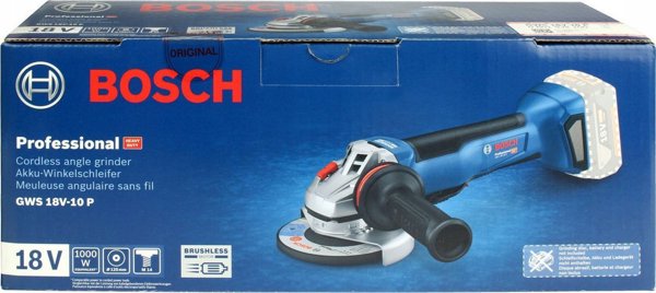Γωνιακός τροχός BOSCH Bosch ασύρματος γωνιακός τροχός GWS 18V-10 P Professional solo, 125mm (μπλε/μαύρο, χωρίς μπαταρία και φορτιστή)