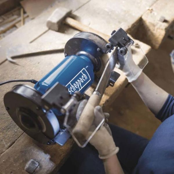 Scheppach SM150LB Διπλός Δίδυμος Τροχός Λείανσης & Γυαλίσματος με Πέτρα Κ36