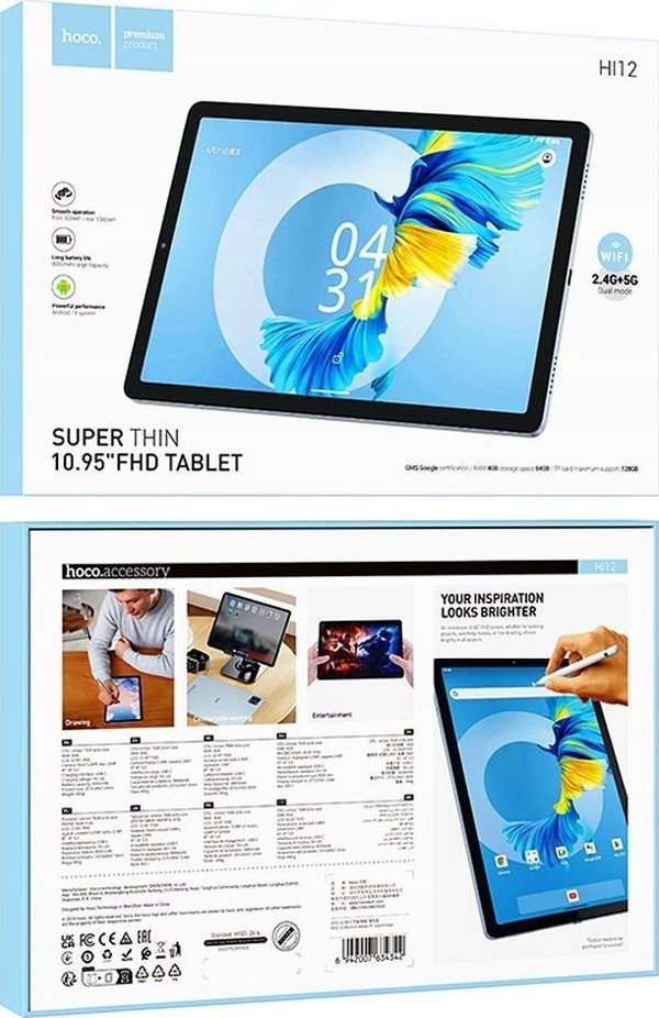 Tablet Hoco HI12 10.95" 4GB/64GB Full HD Android 14 Μπλε