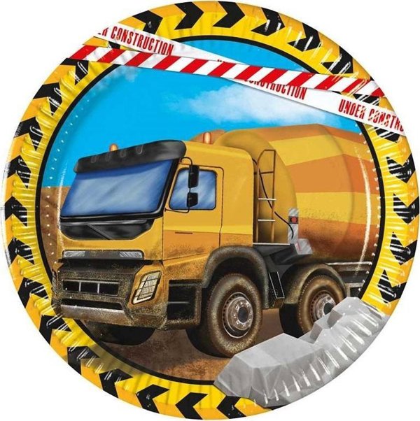 Χάρτινα πιάτα Construction 20cm 8τμχ