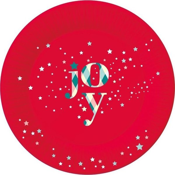 Χάρτινα πιάτα Joy κόκκινα 18cm 6τμχ