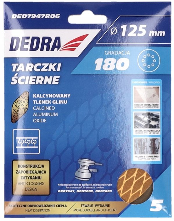 Δίσκοι Λειαντικοί Anti-clog 125mm, #180, με βέλκρο, σετ 5 τεμ.