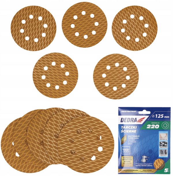 Δίσκοι λείανσης Anti-clog 125mm, #220, με κόλλα, σετ 5 τεμ.