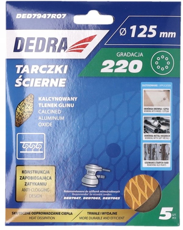 Δίσκοι λείανσης Anti-clog 125mm, #220, με κόλλα, σετ 5 τεμ.