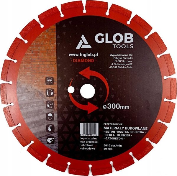 Δίσκος Διαμαντιού GLOB TOOLS για Οικοδομικά Υλικά, 230mm