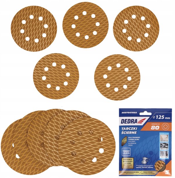Tarczki scierne Anti-clog 125mm 80 rzep zestaw 5szt