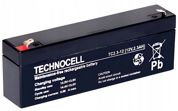 TC 2,3-12 TECHNOCELL Akumulator AGM 12V 2.3Ah