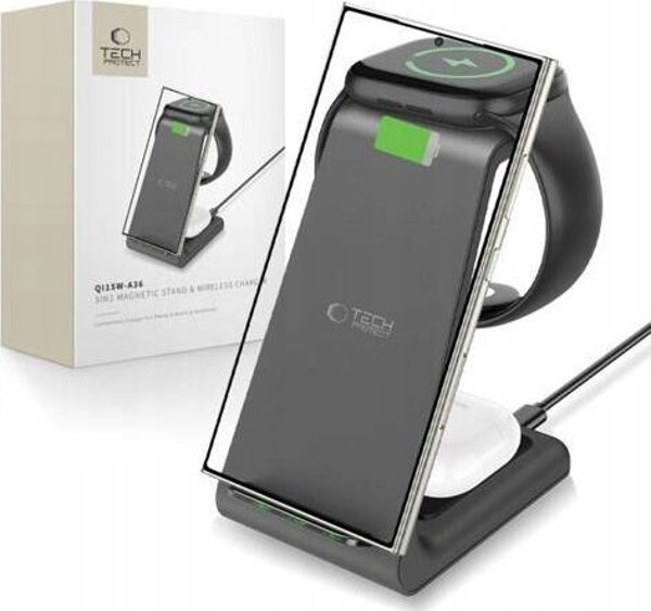 TECH-PROTECT QI15W-A36 3IN1 ΑΣΥΡΜΑΤΟΣ ΦΟΡΤΙΣΤΗΣ ΓΙΑ ANDROID ΜΑΥΡΟ 14445174 5906302372164
