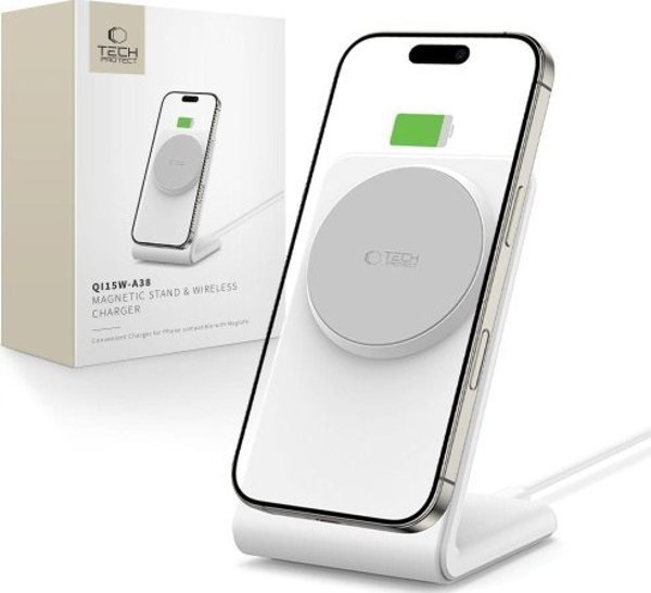 Tech-Protect Ασύρματος Φορτιστής Qi 15W MagSafe Magnetic - Λευκό