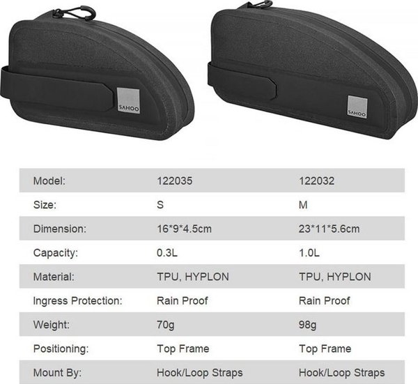 Techonic Τσάντα Πλαισίου Ποδηλάτου SAHOO 122035, 0.3L, Αδιάβροχη Θήκη για Smartphone και Εργαλεία