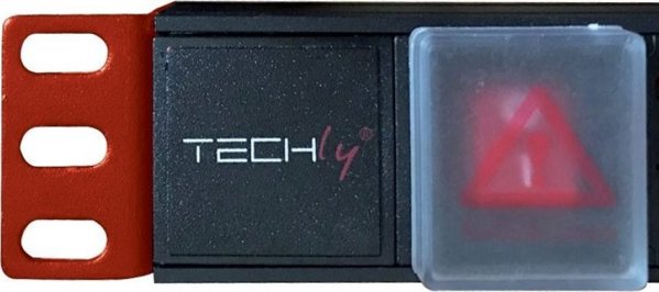 Techly PDU Rack 1U, Πολύπριζο 8 θέσεων Schuko/UNEL, Καλώδιο C20 3m, 16A, 250V