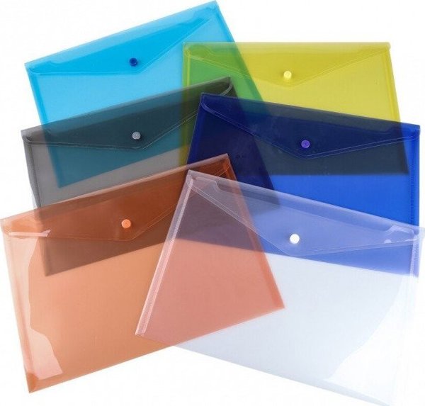 Φάκελος Με Κουμπί NoName PP A4, 235x328mm, Ανθεκτικός, Mix Χρωμάτων