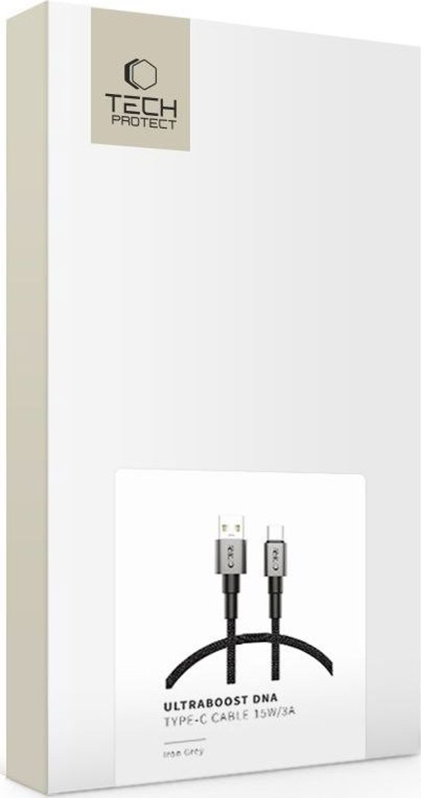 TECH-PROTECT ULTRABOOST DNA TYPE-C CABLE 15W/3A 25CM IRON GREY
