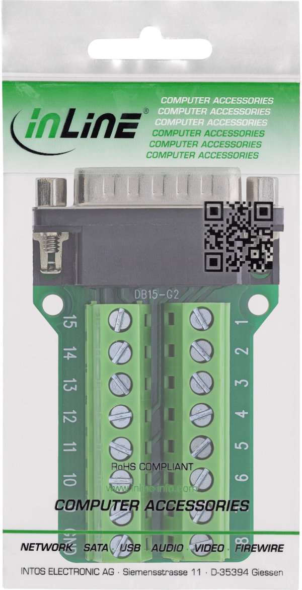 TecLine D-Sub 15 Terminal Block Plug, 2 Row, Screw Terminal, 4043718345991