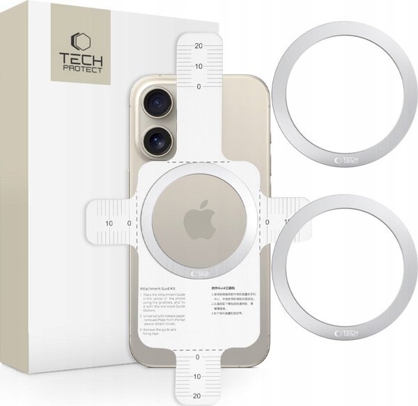 Tech-Protect MMP-110 Μαγνητικό Δαχτυλίδι MagSafe για Θήκες Smartphone, Ασημί, 2in1