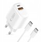 TECH-PROTECT NCA45W-GAN 2-PORT NETWORK CHARGER PD 45W / QC3.0 + TYPE-C CABLE WHITE