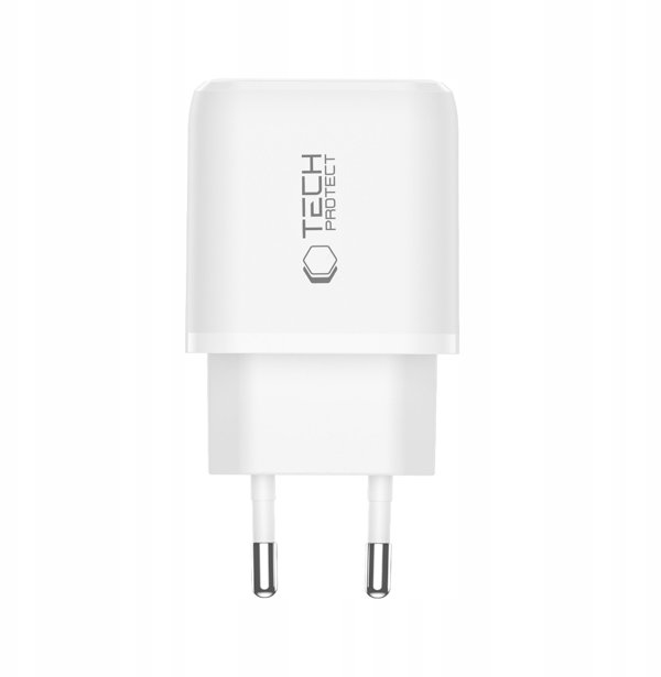 TECH-PROTECT NCA45W-GAN 2-PORT NETWORK CHARGER PD 45W / QC3.0 + TYPE-C CABLE WHITE