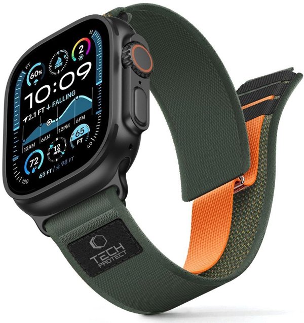 Tech-Protect Nylon Elite Λουράκι για Apple Watch 8 / 9 / 10 / 11 / SE / Ultra (44 / 45 / 46 / 49 mm) Πράσινο / Πορτοκαλί