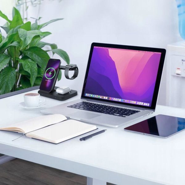 Φορτιστής TECH-PROTECT QI15W-A37 3IN1 Ασύρματος για Android & Apple Μαύρο