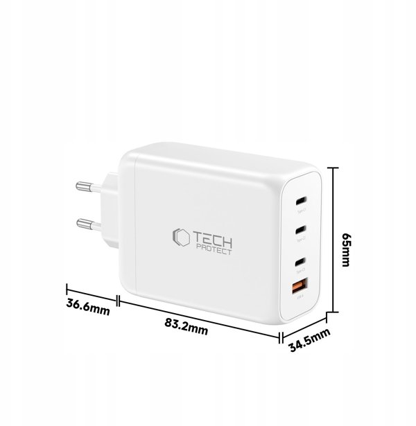 TECH-PROTECT NC200W-GAN 4-PORT NETWORK CHARGER PD 200W / QC3.0 WHITE