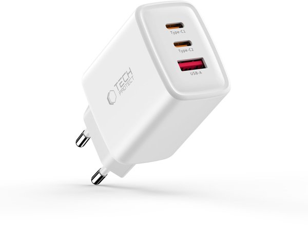TECH-PROTECT NCA65W-GAN 3-PORT NETWORK CHARGER PD 65W / QC3.0 WHITE