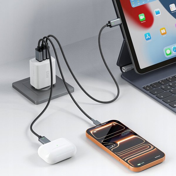 TECH-PROTECT NCA65W-GAN 3-PORT NETWORK CHARGER PD 65W / QC3.0 WHITE