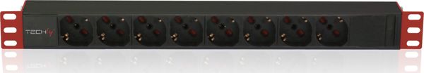 Techly Πρίζα PDU Rack 19" 1U, 8 Θέσεις Schuko, Καλώδιο 2m, 16A, 250V (I-CASE STRIP-81V2)