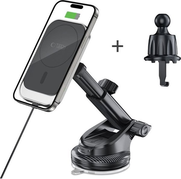 Tech-Protect Μαγνητική Βάση Αυτοκινήτου MM15W-V9 με MagSafe & Wireless Charger 15W - Μαύρο