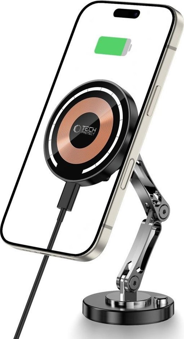 TECH-PROTECT MM15W-V8 MAGNETIC MAGSAFE DASHBOARD CAR MOUNT WIRELESS CHARGER 15W BLACK