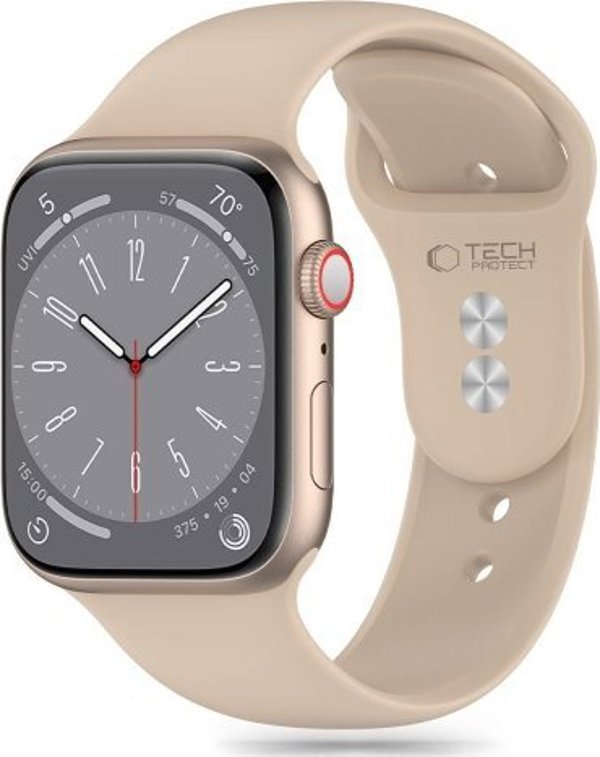 Tech-Protect Λουράκι Σιλικόνης για Apple Watch 42/44/45/49mm, Μπεζ (4/5/6/7/8/9/SE/Ultra 1/2)