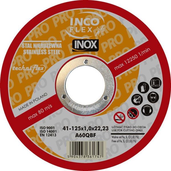 Techniflex Δίσκος Κοπής Inox T1A 115mm x 1.0mm για Ανοξείδωτο Χάλυβα