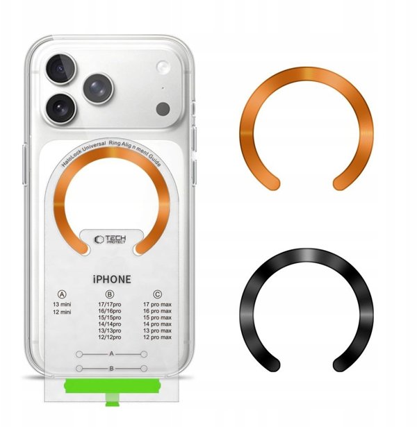 TECH-PROTECT MMP-210 MAGNETIC MAGSAFE RING 2-PACK BLACK & COSMIC ORANGE