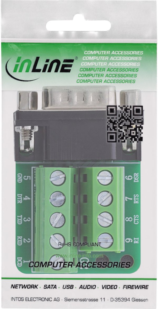 TecLine InLine® Τερματικό Μπλοκ – D-Sub 9 Connector – 2 Σειρών – Βιδωτή Σύνδεση