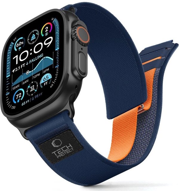 Tech-Protect Λουράκι Nylon Elite για Apple Watch 8/9/10/11/SE/Ultra (44/45/46/49mm) Navy/Orange