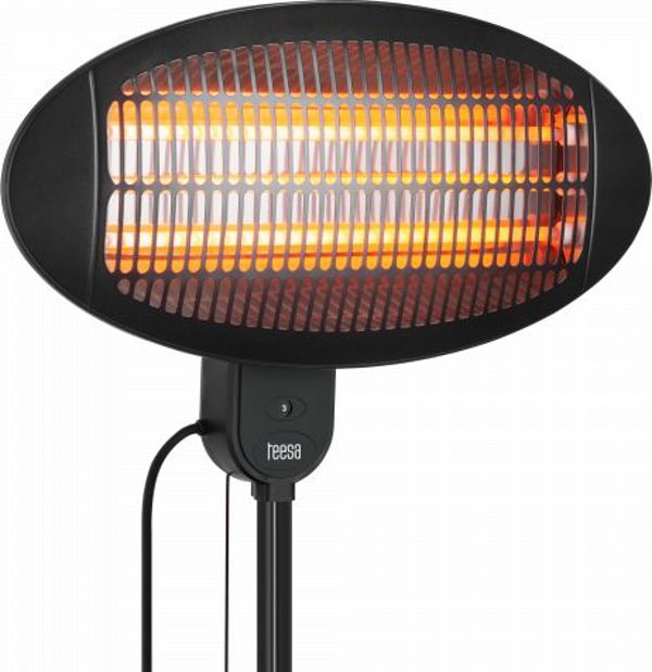 Teesa Θερμαντήρας Εξωτερικού Χώρου LEC-TSA8050 2000W, Ηλεκτρικός Προβολέας Θέρμανσης με 3 Επίπεδα Ισχύος