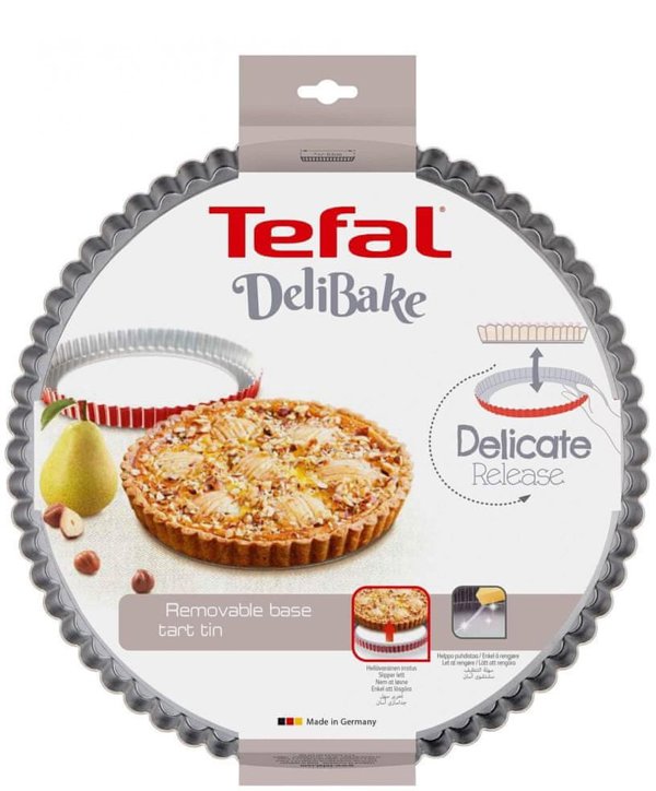 Tefal Delibake Φόρμα για Τάρτα 28cm J1641574, Αντικολλητική, Μαύρη