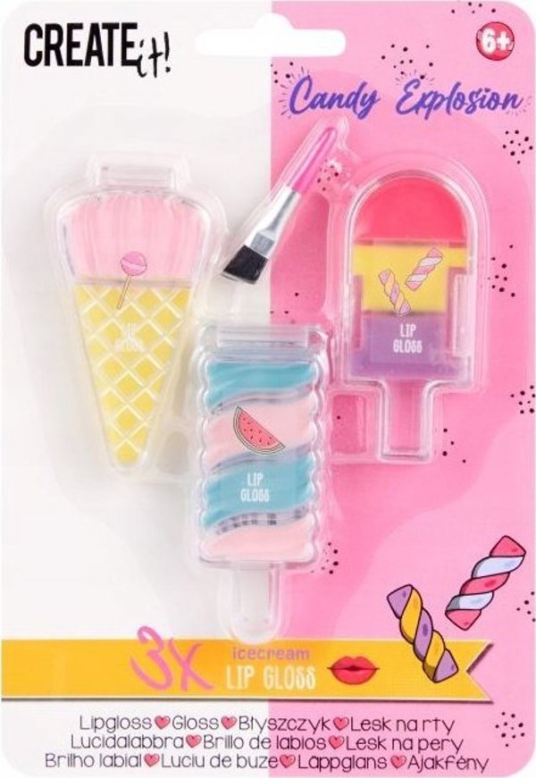 Teka Create It! Lip Gloss Σετ Παγωτό, 3τμχ, Καραμέλα