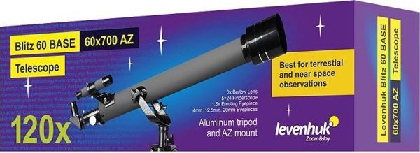 Τηλεσκόπιο Levenhuk Blitz 60 BASE, Refractor για Αρχάριους, Ιδανικό για Σελήνη και Επίγεια Παρατήρηση