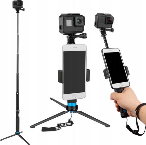 Telesin GP-MNP-090-S Selfie Stick & Τρίποδο για Αθλητικές Κάμερες