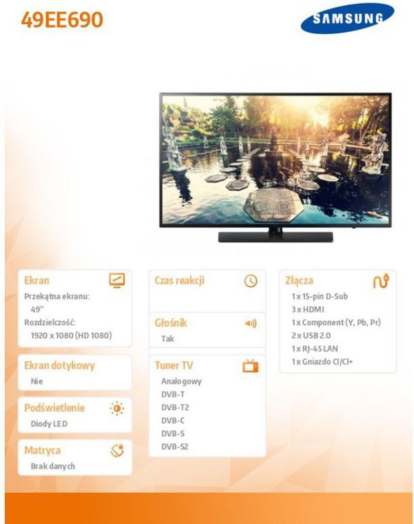 Telewizor Samsung HG49EE690DBXEN LED 49'' Full HD
