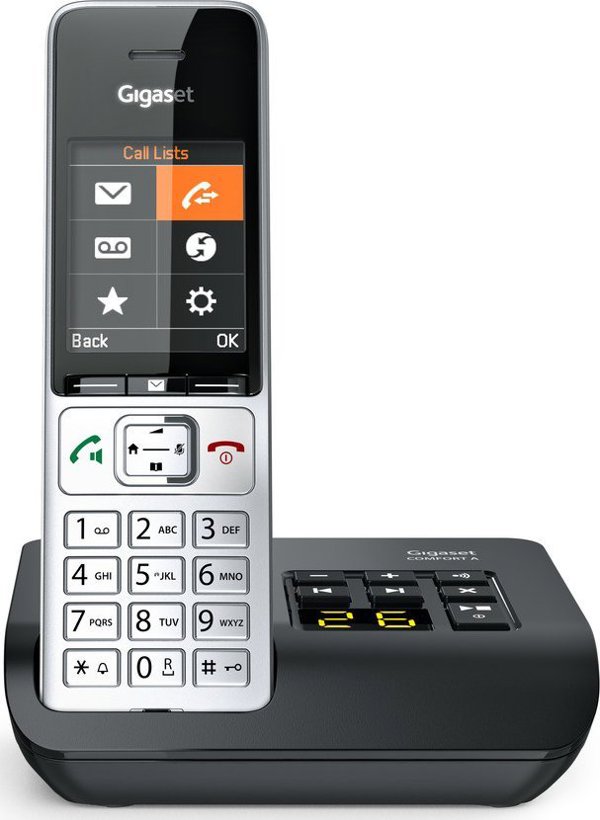 Gigaset COMFORT 500A Αναλογικό Τηλέφωνο DECT, 2.2" Οθόνη, Τηλεφωνικός Κατάλογος 200 Επαφών, Ασημί/Μαύρο