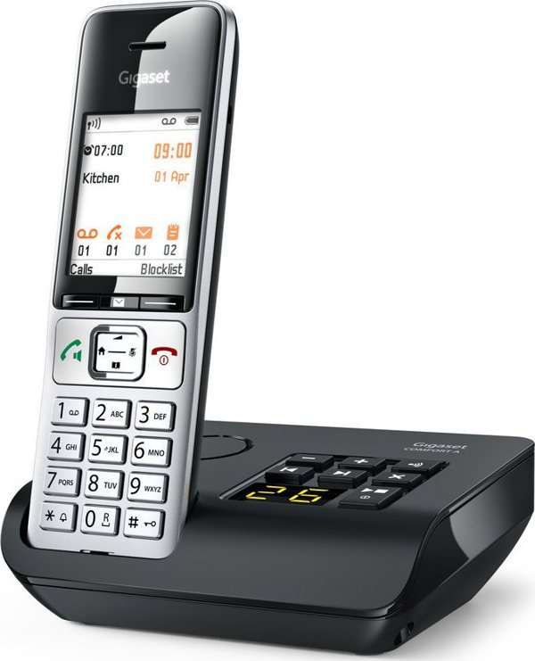 Gigaset COMFORT 500A Αναλογικό Τηλέφωνο DECT, 2.2" Οθόνη, Τηλεφωνικός Κατάλογος 200 Επαφών, Ασημί/Μαύρο