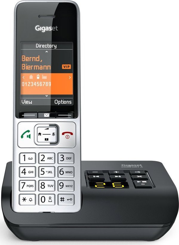 Gigaset COMFORT 500A Αναλογικό Τηλέφωνο DECT, 2.2" Οθόνη, Τηλεφωνικός Κατάλογος 200 Επαφών, Ασημί/Μαύρο