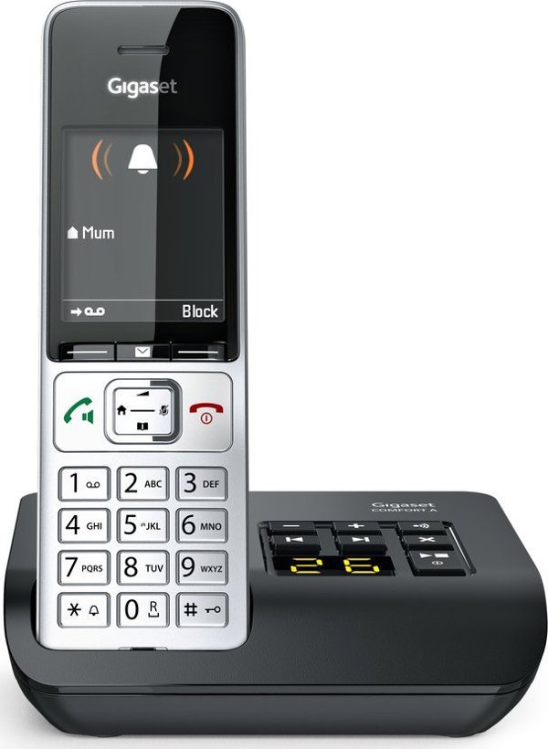 Gigaset COMFORT 500A Αναλογικό Τηλέφωνο DECT, 2.2" Οθόνη, Τηλεφωνικός Κατάλογος 200 Επαφών, Ασημί/Μαύρο