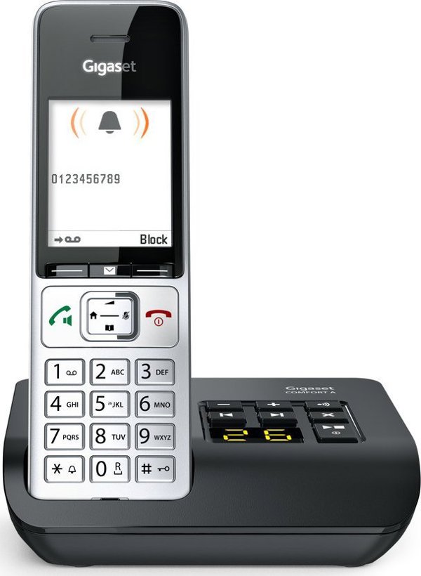 Gigaset COMFORT 500A Αναλογικό Τηλέφωνο DECT, 2.2" Οθόνη, Τηλεφωνικός Κατάλογος 200 Επαφών, Ασημί/Μαύρο
